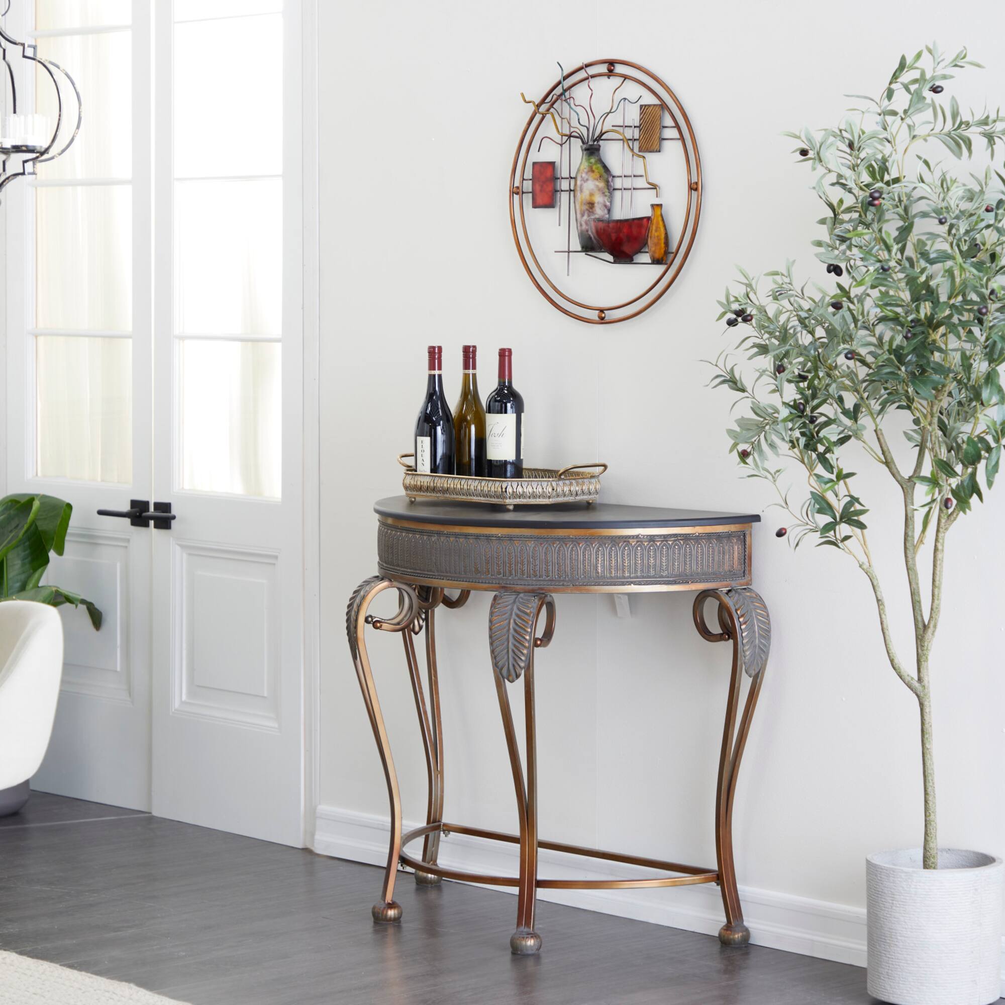 Gold Traditional Metal Console Table, 33" x 41"